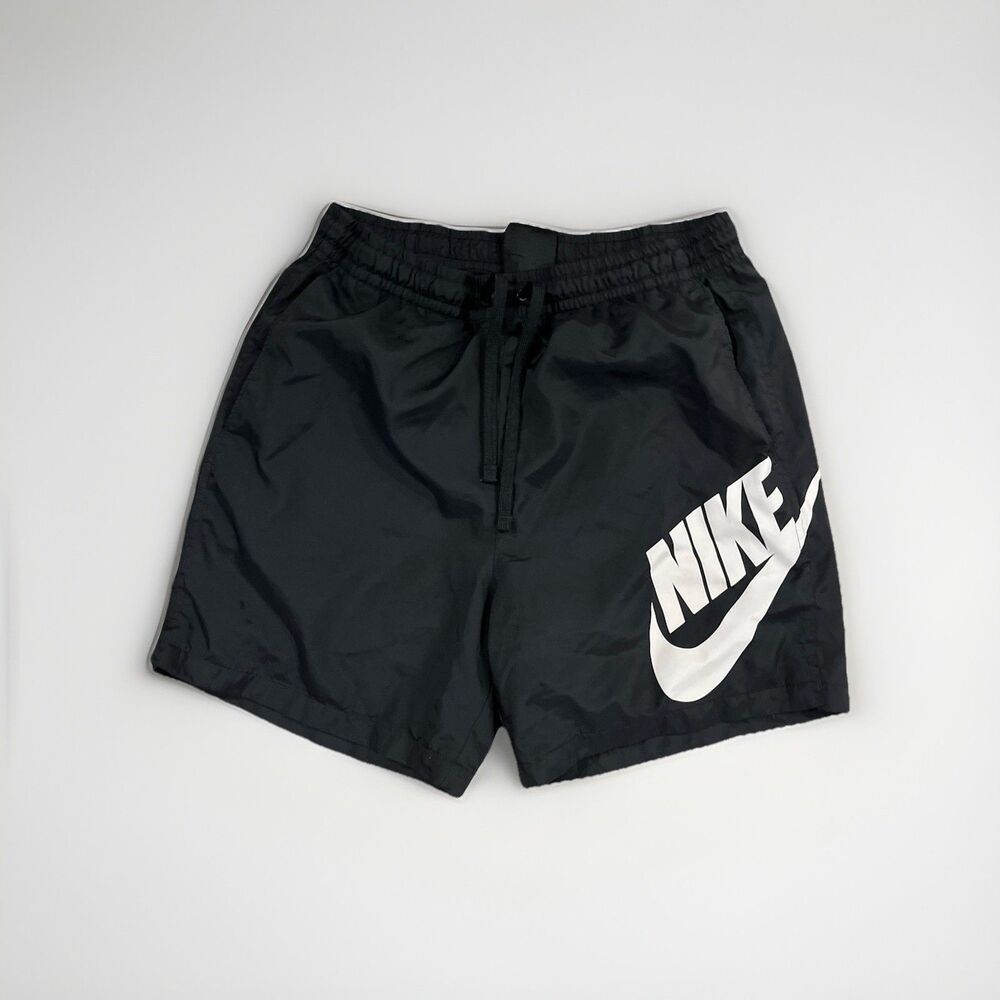 Nike Mens M Big Swoosh Sweat Shorts Black Drawstring Athletic